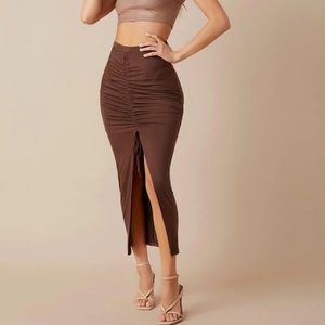 🤎Brown Rushed Mermaid Skirt🤎